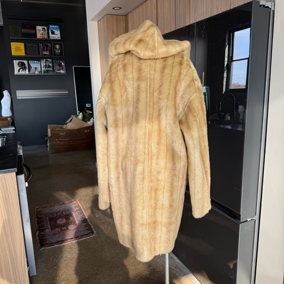1990 Vintage Jones New York Camel Faux Fur Coat with Hood Womens Size XL - Picture 6 of 11